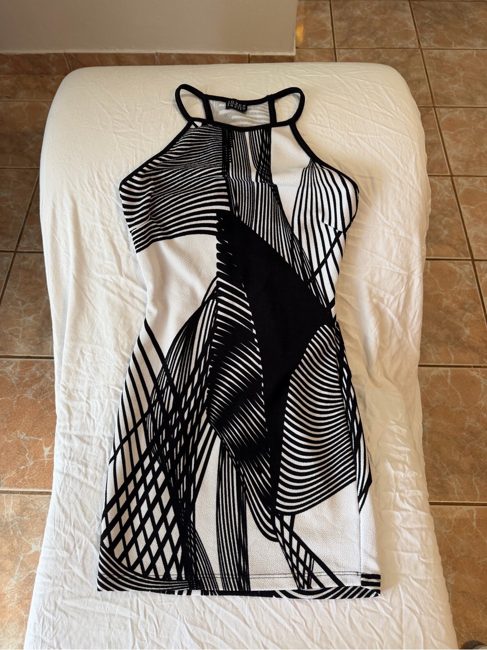 Joyce Leslie Black & White Halter Mini Dress